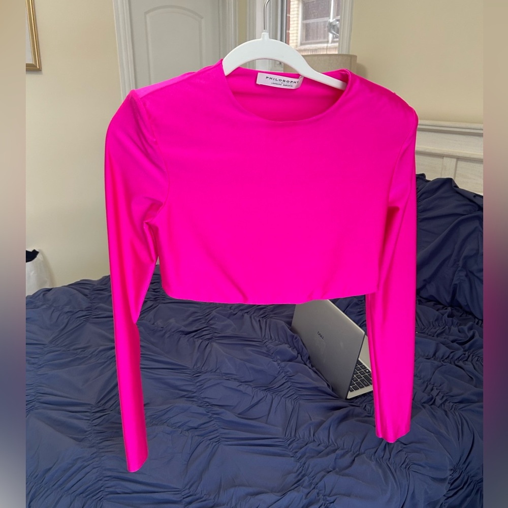 Philosophy di Lorenzo Serafini hot pink long sleeve crop top size 6